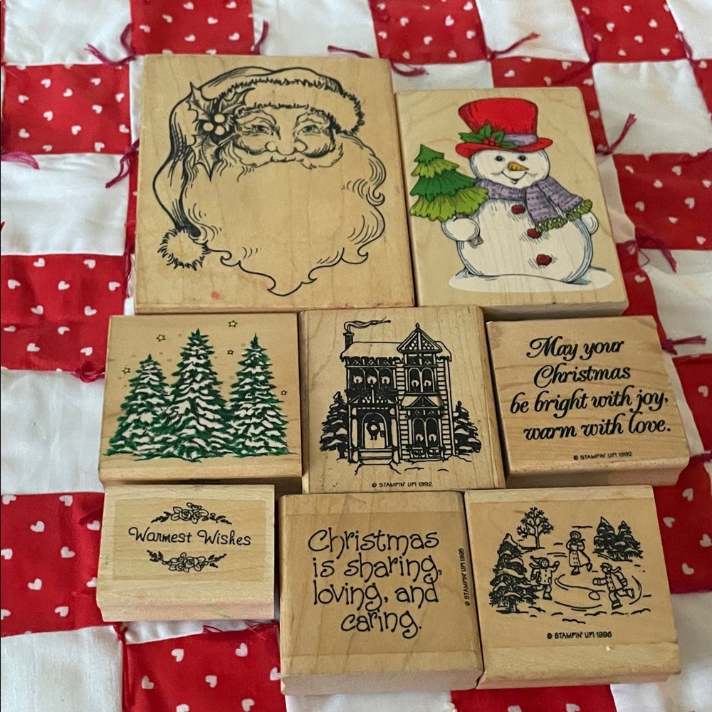 Rubber Holiday Stamp Set Bundle of 8 Preowned